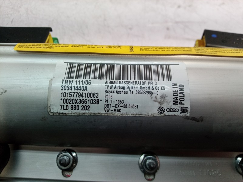 Recambio de airbag delantero derecho para volkswagen touareg (7la) tdi r5 referencia OEM IAM 7L0880202 7L0880202 7L0880202