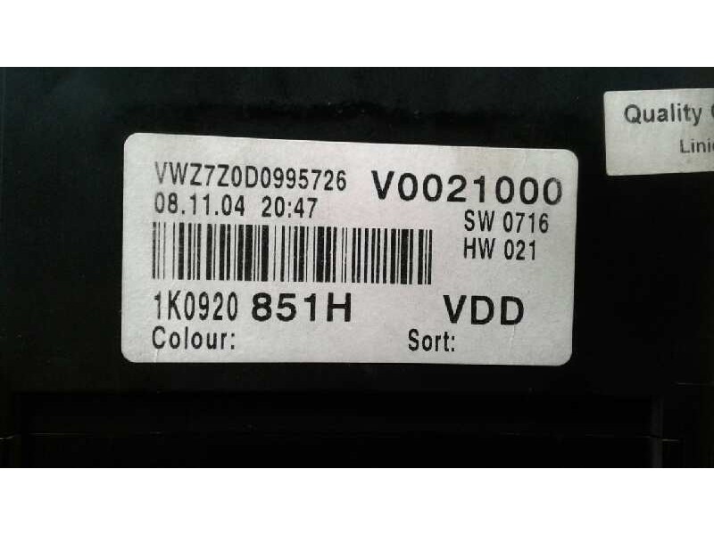 Recambio de cuadro instrumentos para volkswagen golf v berlina (1k1) conceptline (e) referencia OEM IAM 1K0920851H V0021000 1K09
