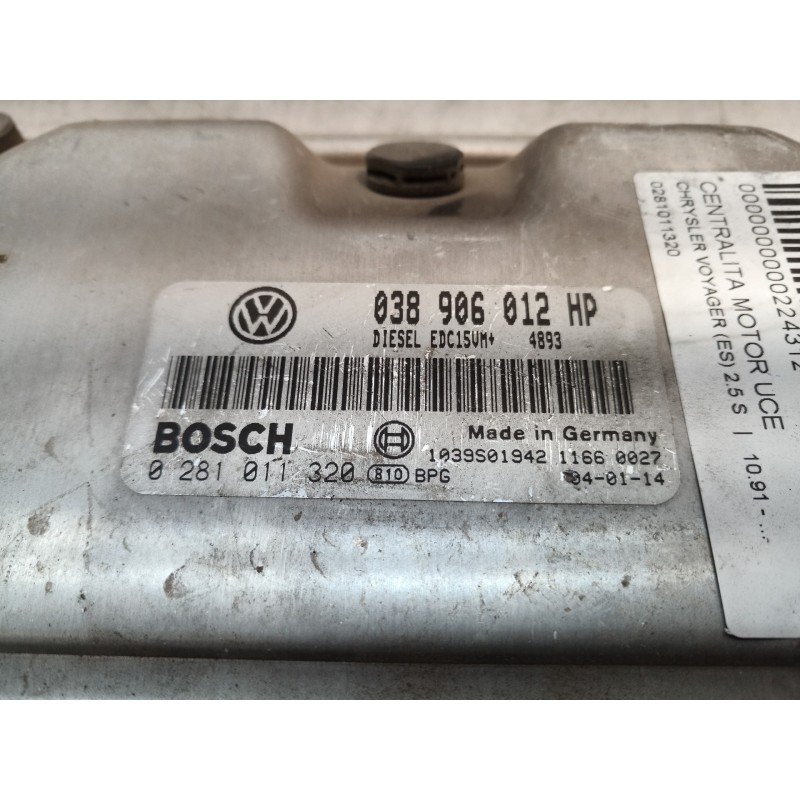 Recambio de centralita motor uce para chrysler voyager (es) 2.5 s referencia OEM IAM 0281011320 038906012HP 0281011320