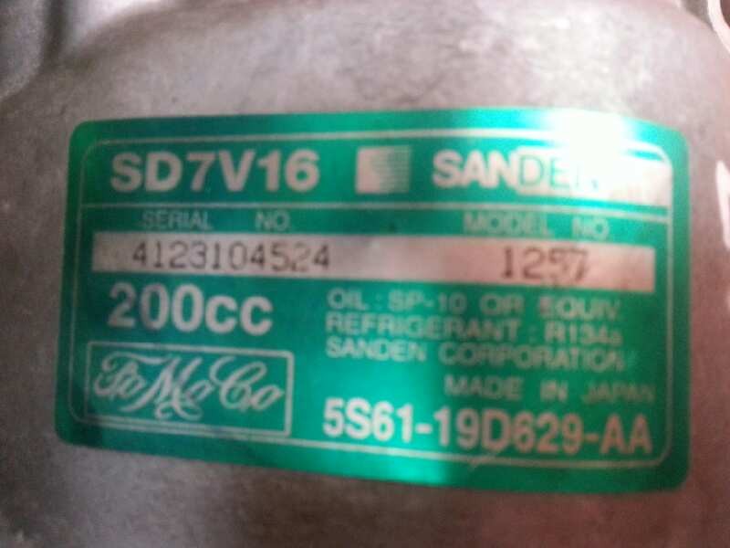 Recambio de compresor aire acondicionado para ford fusion (cbk) ambiente referencia OEM IAM 4123104524 5S6119D629AA 4123104524