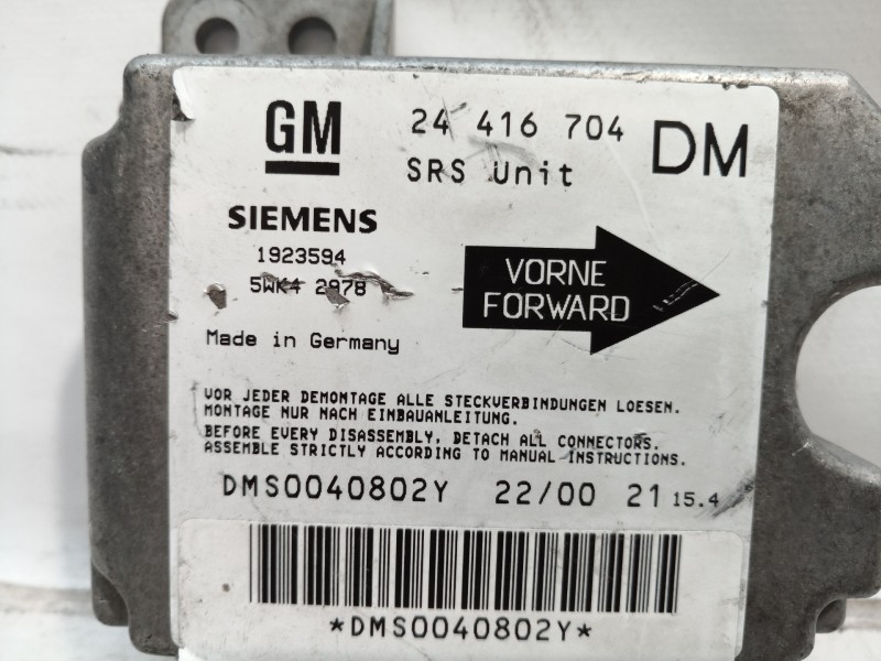 Recambio de centralita airbag para opel zafira a elegance referencia OEM IAM 5WK42978 5WK42978 24416704DM