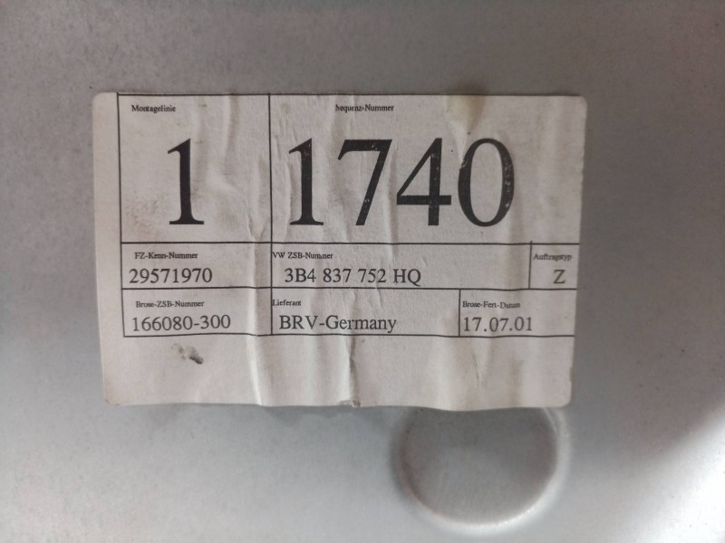Recambio de motor elevalunas delantero derecho para volkswagen passat berlina (3b3) referencia OEM IAM 3B4837752HQ 3B4837752 105