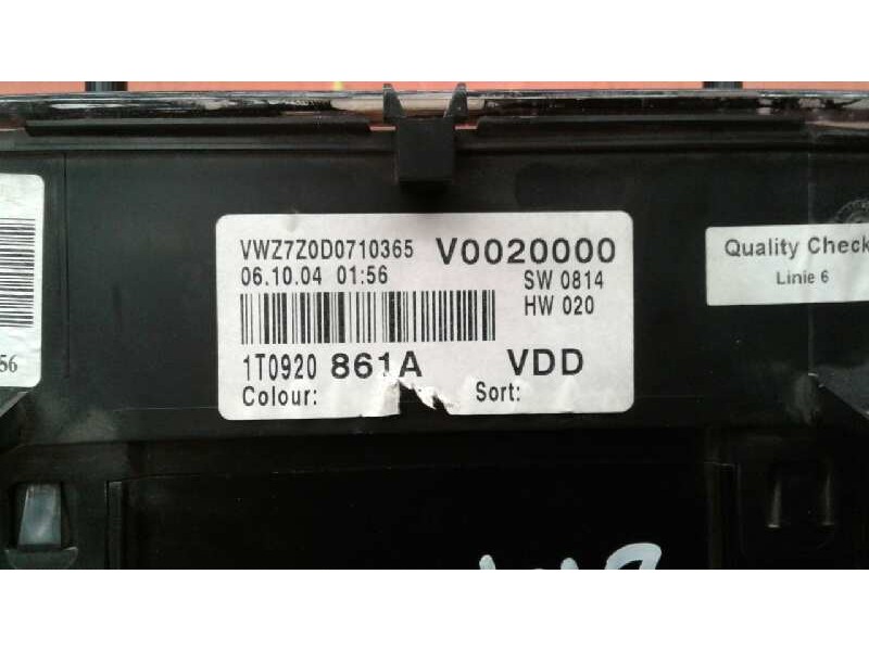 Recambio de cuadro instrumentos para volkswagen caddy ka/kb (2k) kombi referencia OEM IAM 1T0920861A  