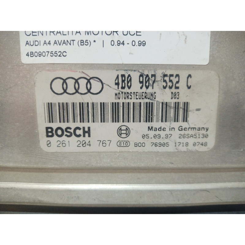 Recambio de centralita motor uce para audi a4 avant (b5) 2.4 v6 30v referencia OEM IAM 4B0907552C 4B0907552C 4B0907552