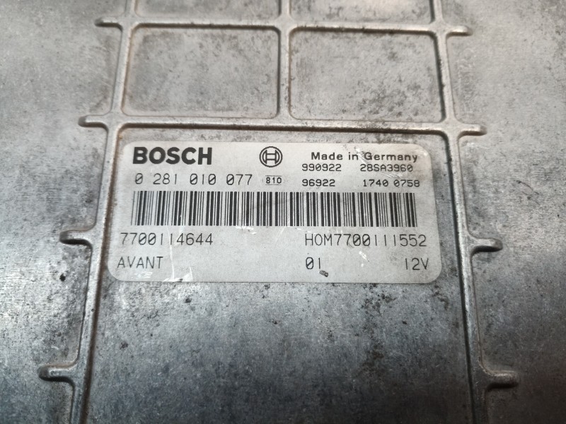 Recambio de centralita motor uce para renault scenic (ja..) referencia OEM IAM 0281010077 7700114644 0281010077