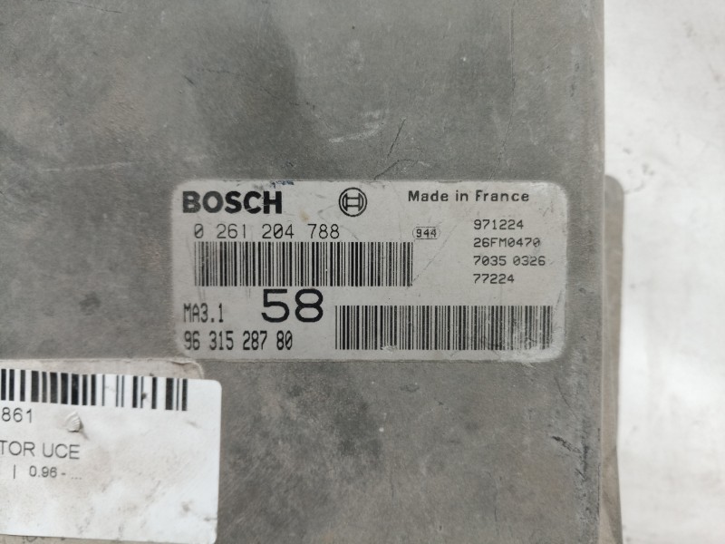 Recambio de centralita motor uce para citroën saxo 1.1 sx referencia OEM IAM 9631528780 0261204788  Recambio de centralita motor uce para citroën saxo 1.1 sx referencia OEM IAM 9631528780 0261204788