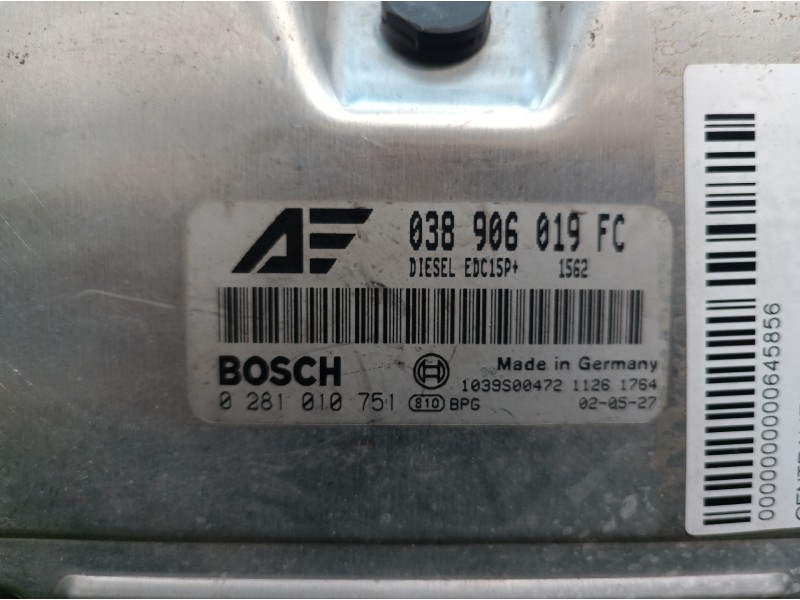 Recambio de centralita motor uce para volkswagen sharan (7m6/7m9) comfortline referencia OEM IAM 038906019FC 038906019FC 1039S00 Recambio de centralita motor uce para volkswagen sharan (7m6/7m9) comfortline referencia OEM IAM 038906019FC 038906019FC 1039S00