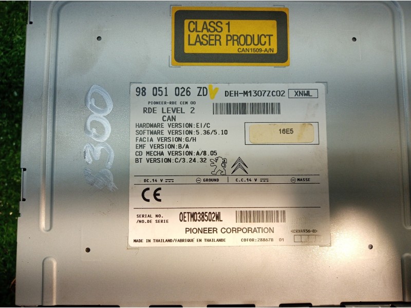 Recambio de sistema audio / radio cd para peugeot 208 active referencia OEM IAM 98051026ZD 98051026ZD 