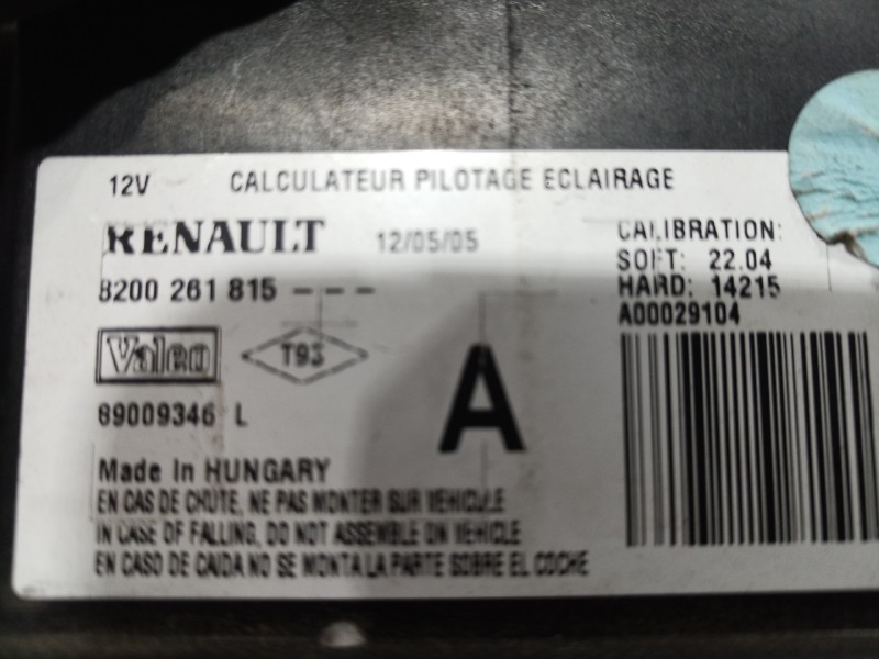 Recambio de centralita faros xenon para renault laguna ii grandtour (kg0) expression confort referencia OEM IAM 8200261815 82002
