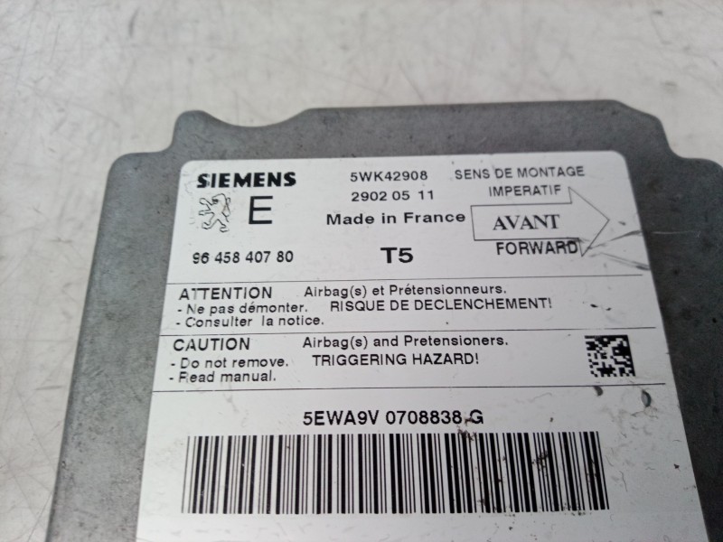 Recambio de centralita airbag para peugeot 307 (s1) xr referencia OEM IAM 9645840780 9645840780 9645840780