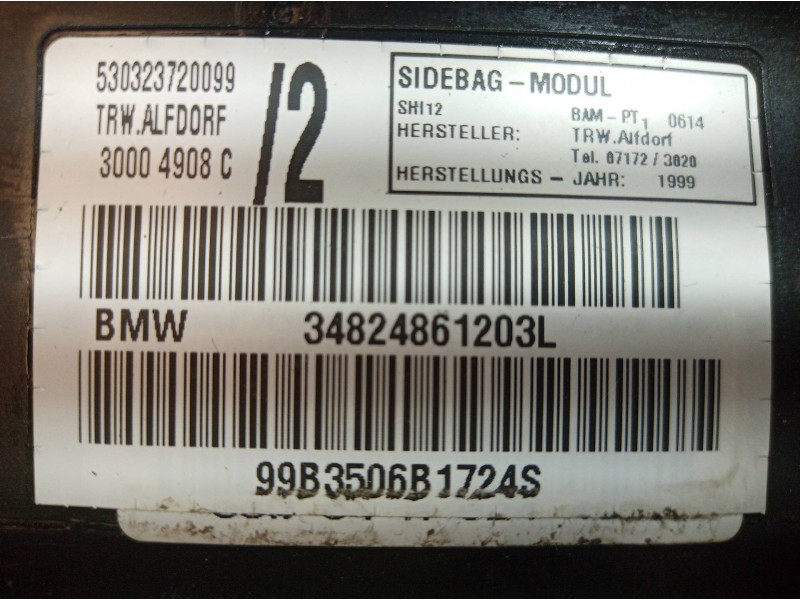 Recambio de airbag lateral delantero derecho para bmw serie 3 coupe (e46) 2.0 16v cat referencia OEM IAM 34824861203L 3482486120