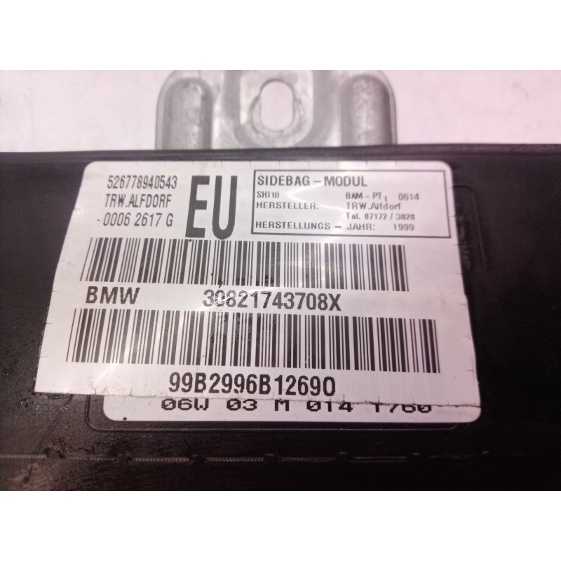 Recambio de airbag lateral delantero izquierdo para bmw serie 3 berlina (e46) 320d referencia OEM IAM 30821743708X 30821743708 3