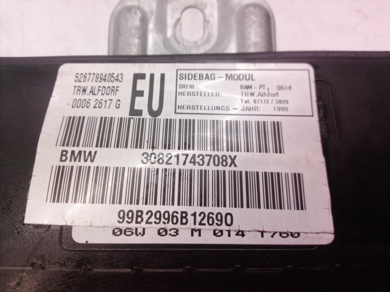 Recambio de airbag lateral delantero izquierdo para bmw serie 3 berlina (e46) 320d referencia OEM IAM 30821743708X 30821743708 3