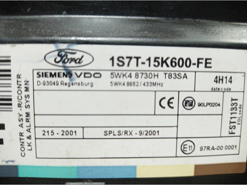 Recambio de centralita cierre para ford focus berlina (cak) ambiente referencia OEM IAM 5WK48730H 5WK48730H 5WK48730H