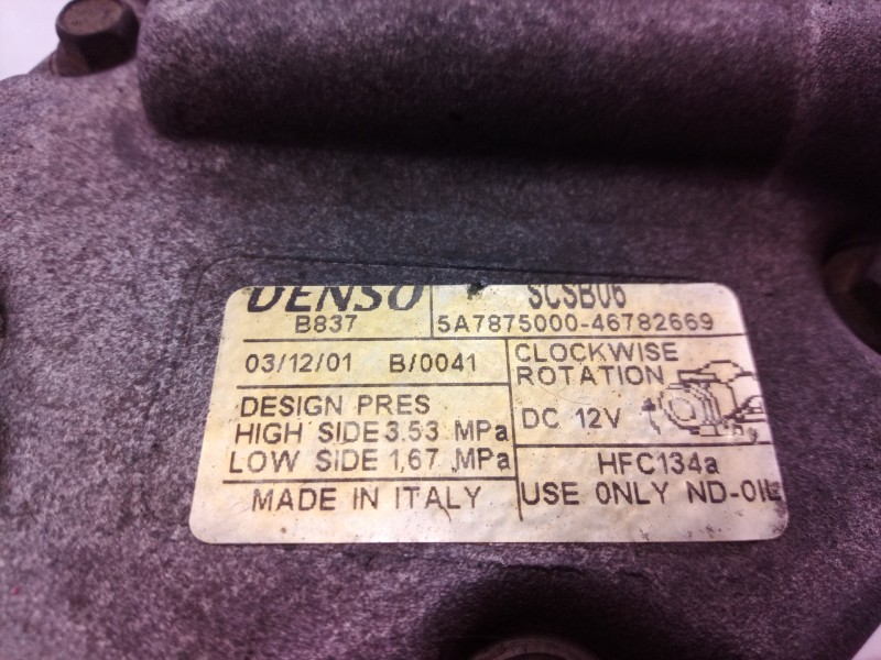 Recambio de compresor aire acondicionado para fiat panda (169) referencia OEM IAM 5A7875000 5A7875000 46782669