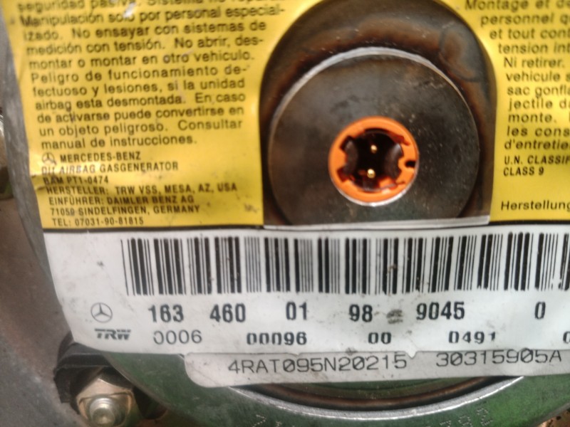 Recambio de airbag volante para mercedes-benz clase m (w163) referencia OEM IAM 1634600198904506 1634600198904506 16346001989045