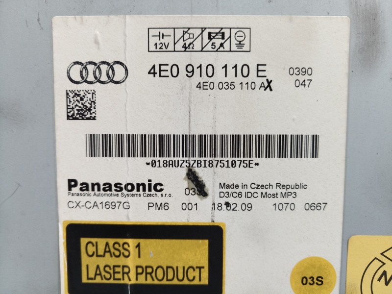 Recambio de sistema audio / radio cd para audi a8 (4e2) 3.7 quattro referencia OEM IAM 4E0910110E 4E0910110E 4E0910110E