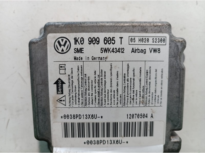 Recambio de centralita airbag para volkswagen golf v berlina (1k1) highline referencia OEM IAM 1K0909605T 12070504A 0038PD