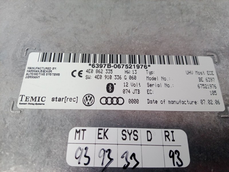 Recambio de modulo electronico para audi q7 (4l) 4l/xbunq1 referencia OEM IAM 4E0862335 4E0862335 4E0910336