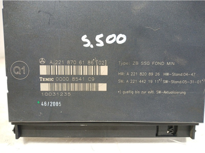 Recambio de centralita asientos para mercedes-benz clase s (w221) berlina 500 l (221.171) referencia OEM IAM A2218706186 A221870
