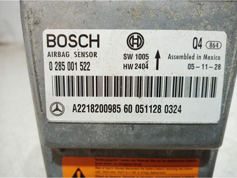 Recambio de centralita airbag para mercedes-benz clase s (w221) berlina 500 l (221.171) referencia OEM IAM A2218200985 A22182009