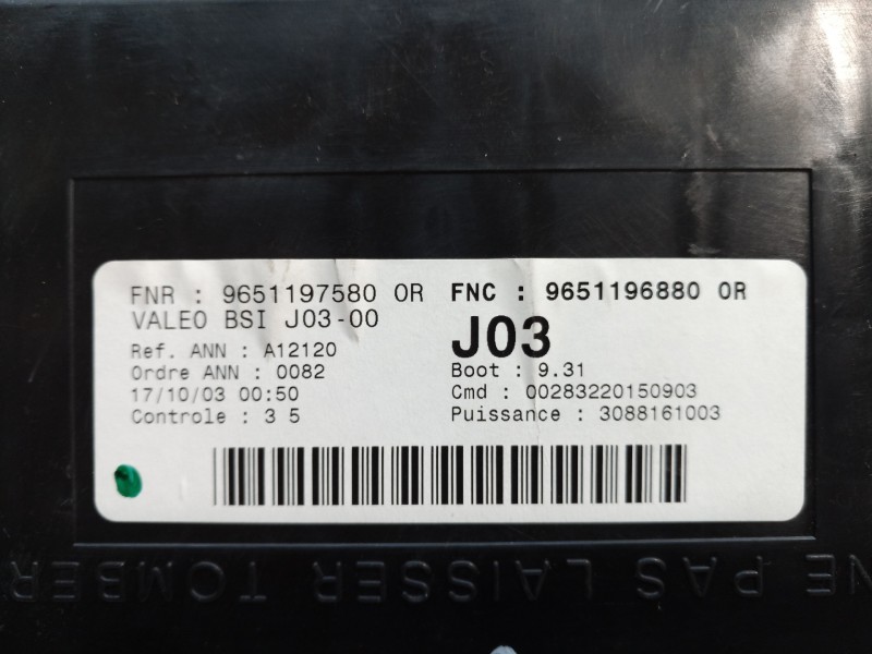 Recambio de caja reles / fusibles para peugeot 307 cc (s1) 2.0 referencia OEM IAM 9651196880 9651196880 9651196880