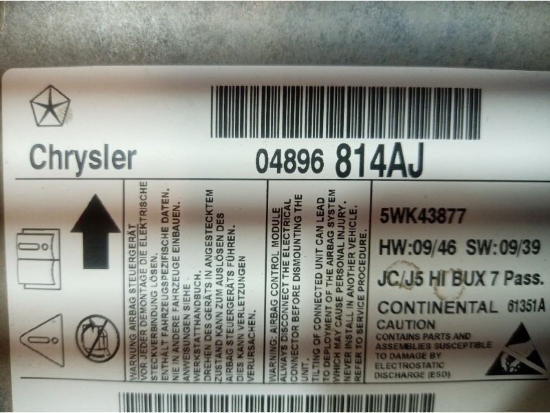 Recambio de centralita airbag para dodge journey sxt referencia OEM IAM 04896814AJ 04896814AJ 04896814AJ