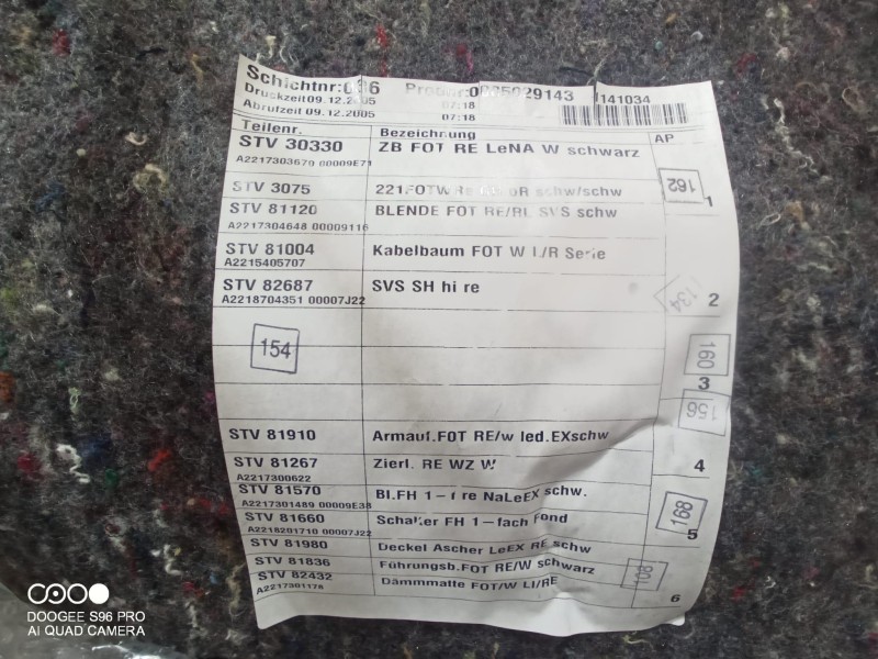 Recambio de guarnecido puerta trasera derecha para mercedes-benz clase s (w221) berlina 500 l (221.171) referencia OEM IAM   