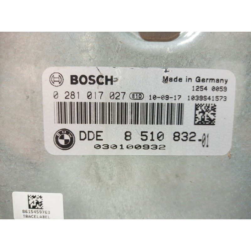 Recambio de centralita motor uce para bmw serie 3 berlina (e90) 316d referencia OEM IAM 0281017027 0281017027 0281017027