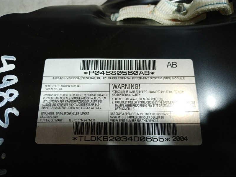 Recambio de airbag rodilla para chrysler voyager (rg) 2.8 crd executive referencia OEM IAM P04680560AB P04680560AB P04680560