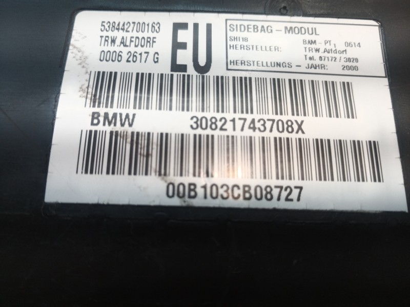 Recambio de airbag lateral delantero izquierdo para bmw serie 3 berlina (e46) 320d referencia OEM IAM 30821743708X 30821743708X 