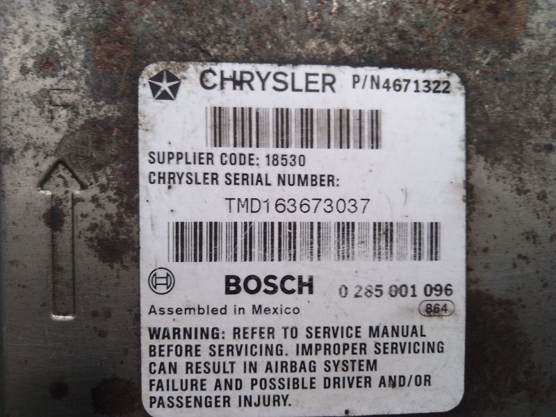 Recambio de centralita airbag para chrysler stratus cabrio (jx) 2.0 le referencia OEM IAM P/N4671322 0285001096 TMD163673037