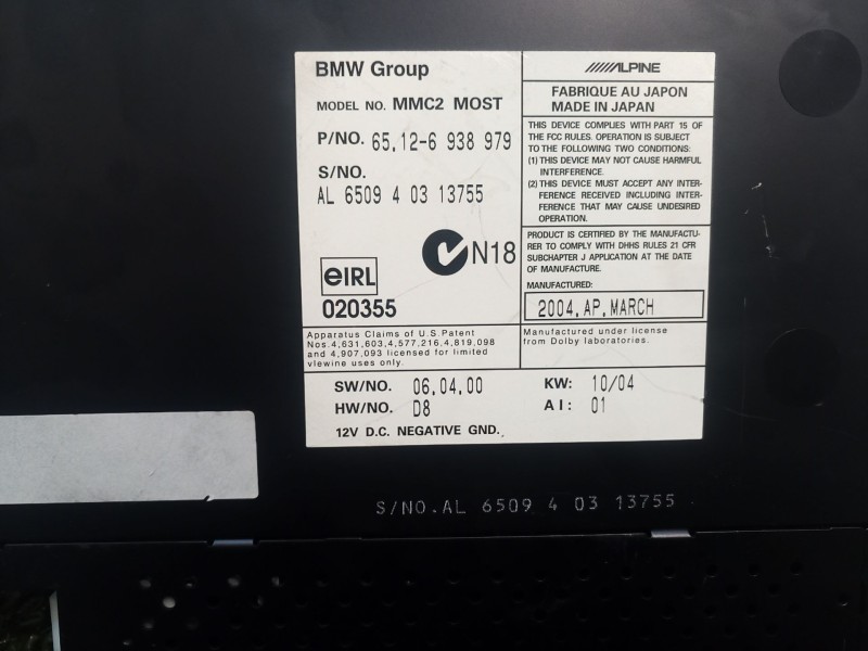 Recambio de sistema audio / radio cd para bmw serie 7 (e65/e66) 6.0 cat referencia OEM IAM 69133912 69133912 69133912