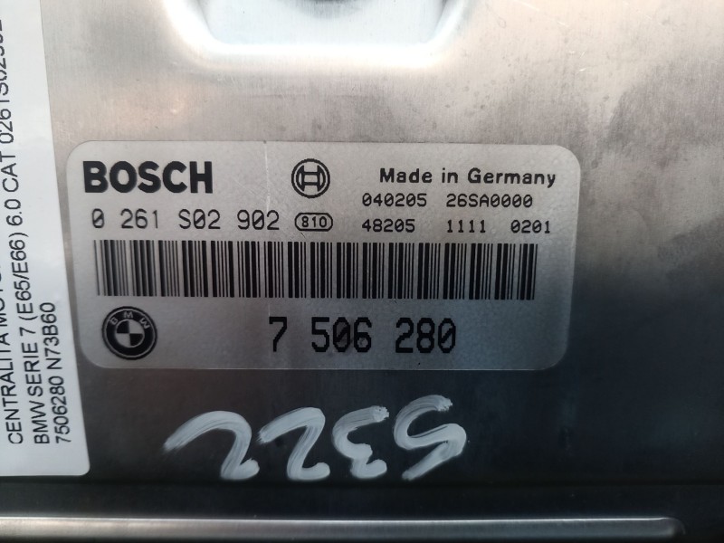 Recambio de centralita motor uce para bmw serie 7 (e65/e66) 6.0 cat referencia OEM IAM 7506280-0261S02902 7506280 - 0261S02902 7