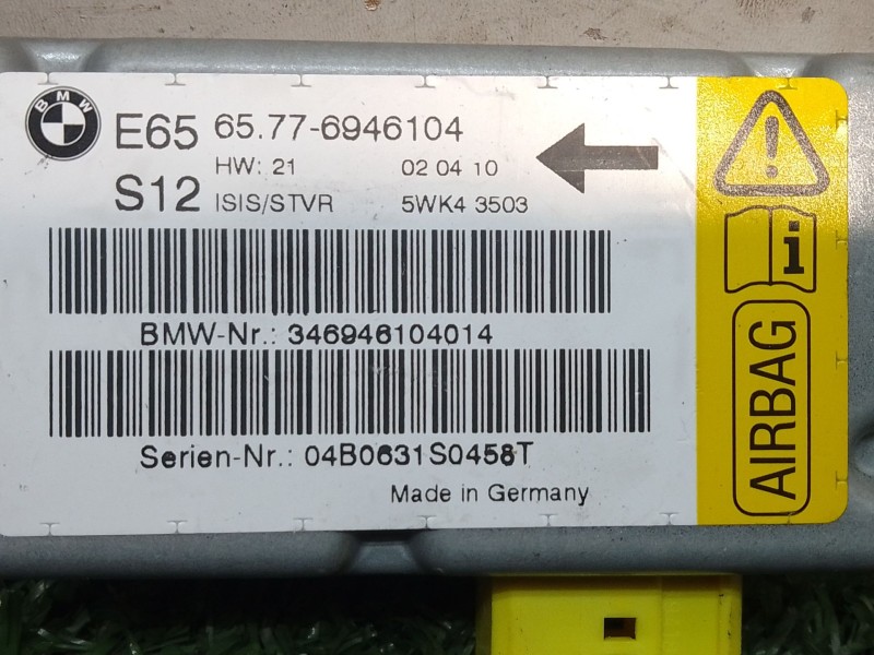 Recambio de centralita airbag para bmw serie 7 (e65/e66) 6.0 cat referencia OEM IAM 65776946104 04B0631SQ458T 346946104014