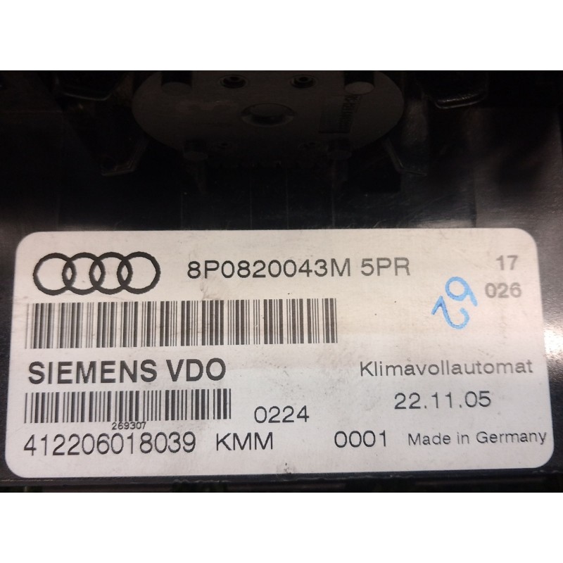 Recambio de mando calefaccion / aire acondicionado para audi a3 (8p) 2.0 tdi referencia OEM IAM 8P0820043M 8P0820043M 4122060180