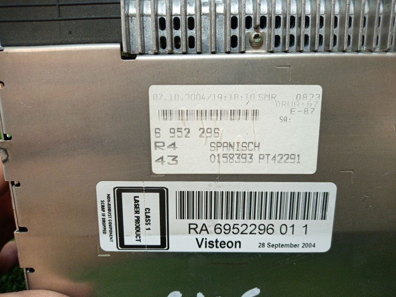 Recambio de sistema audio / radio cd para bmw 1 (e87) 116 i referencia OEM IAM 6952296 6952296011 0158393