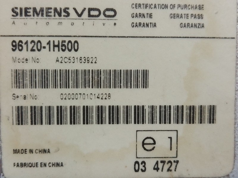 Recambio de modulo electronico para kia cee´d referencia OEM IAM 961201H500 02000701014229 A2C53163922