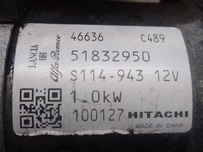 Recambio de motor arranque para fiat panda (169) 1.2 8v alessi referencia OEM IAM 51832950 100127 S114943
