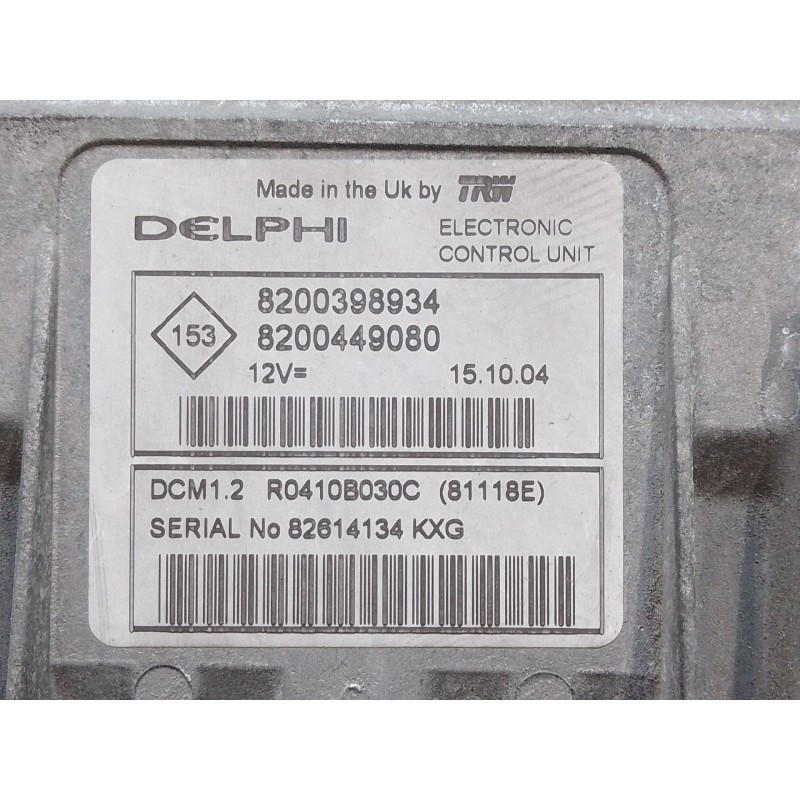 Recambio de centralita motor uce para renault modus 1.5 dci diesel referencia OEM IAM 8200398934  