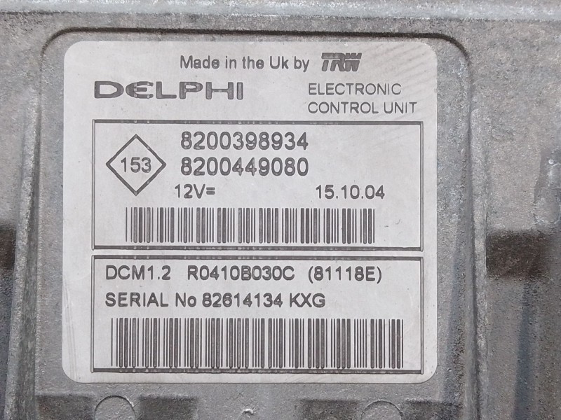 Recambio de centralita motor uce para renault modus 1.5 dci diesel referencia OEM IAM 8200398934  