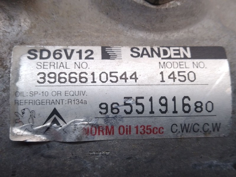 Recambio de compresor aire acondicionado para citroën c2 audace referencia OEM IAM 9655191680 SD6V12 3966610544