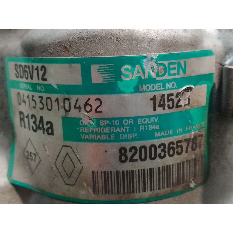 Recambio de compresor aire acondicionado para renault modus 1.5 dci diesel referencia OEM IAM 8200365787  
