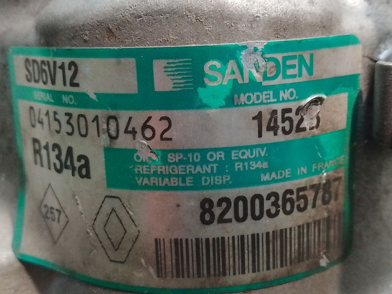 Recambio de compresor aire acondicionado para renault modus 1.5 dci diesel referencia OEM IAM 8200365787  