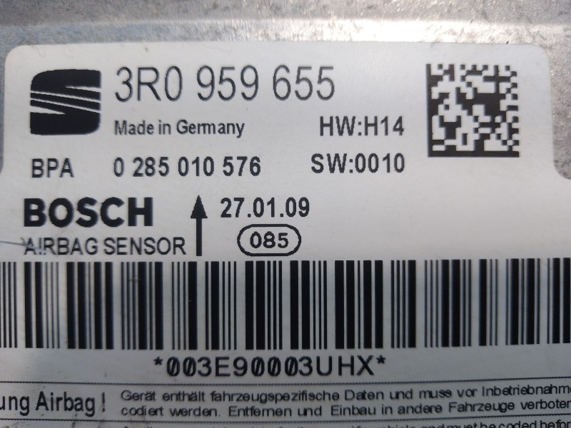 Recambio de centralita airbag para seat exeo st (3r5) 2.0 tdi referencia OEM IAM 3R0959655 003E90003UHX 0285010576