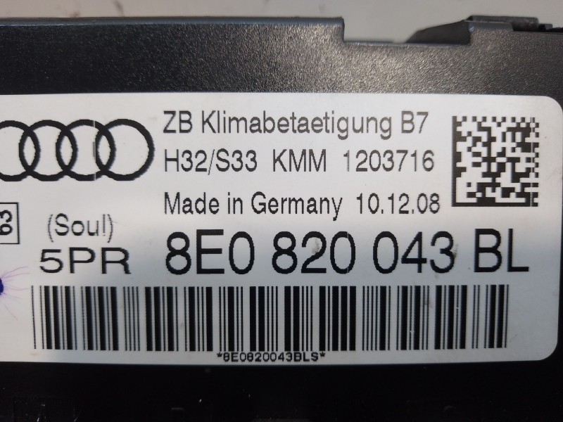 Recambio de mando climatizador para seat exeo st (3r5) 2.0 tdi referencia OEM IAM 8E0820043BL 8E0820043BL 8E0820043BL