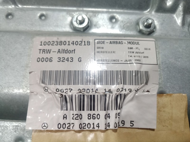 Recambio de airbag lateral trasero derecho para mercedes-benz clase s (w220) berlina 3.2 cdi cat referencia OEM IAM 00063243 000