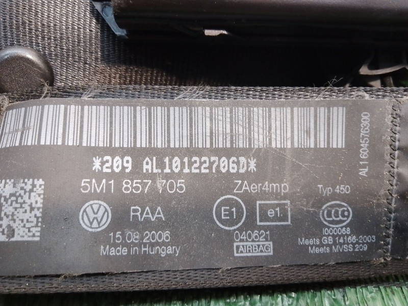 Recambio de cinturon seguridad delantero izquierdo para volkswagen golf plus (5m1) bluemotion edition referencia OEM IAM 5M18577