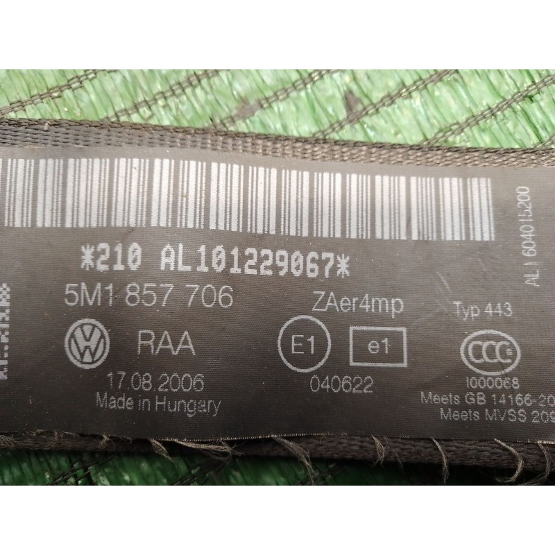 Recambio de cinturon seguridad delantero derecho para volkswagen golf plus (5m1) bluemotion edition referencia OEM IAM 604990300