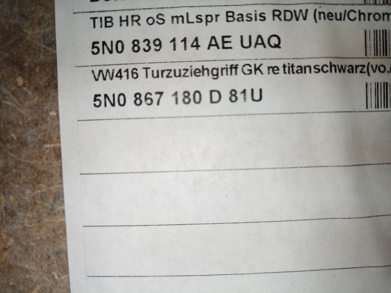 Recambio de guarnecido puerta trasera derecha para volkswagen tiguan (5n_) 2.0 tdi referencia OEM IAM   
